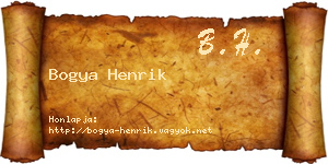 Bogya Henrik névjegykártya